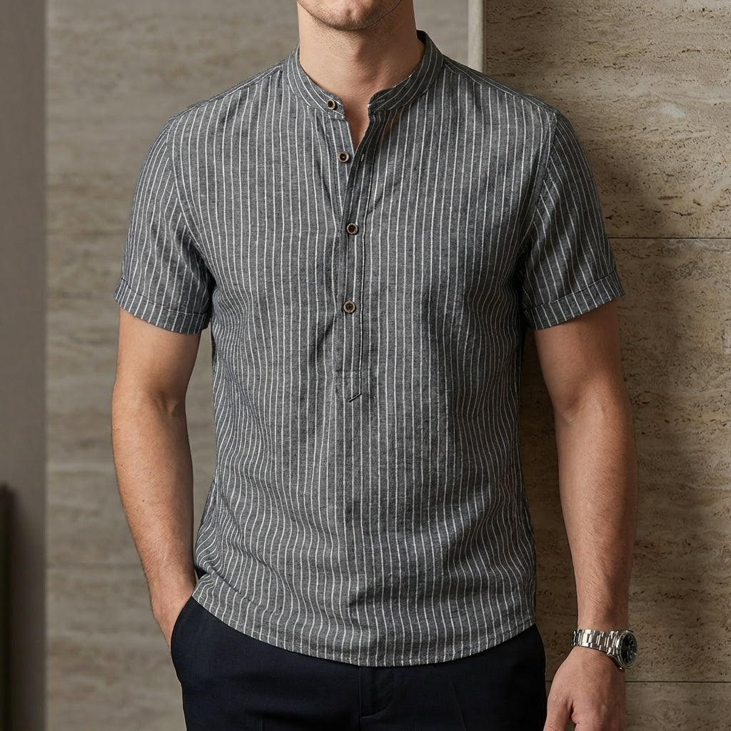 Casual Fit Striped Short Sleeve Mens Shirt