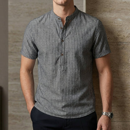 Casual Fit Striped Short Sleeve Mens Shirt