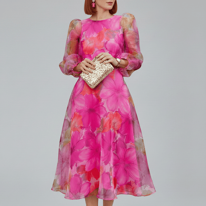 Elegant Floral Midi Dress for Wedding Guests - OutfitLondon