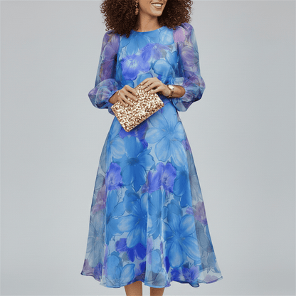 Elegant Floral Midi Dress for Wedding Guests