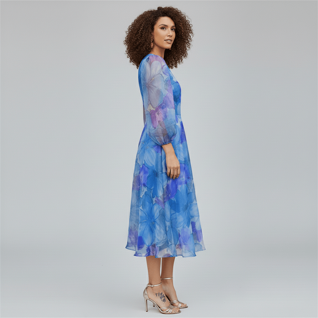 Elegant Floral Midi Dress for Wedding Guests