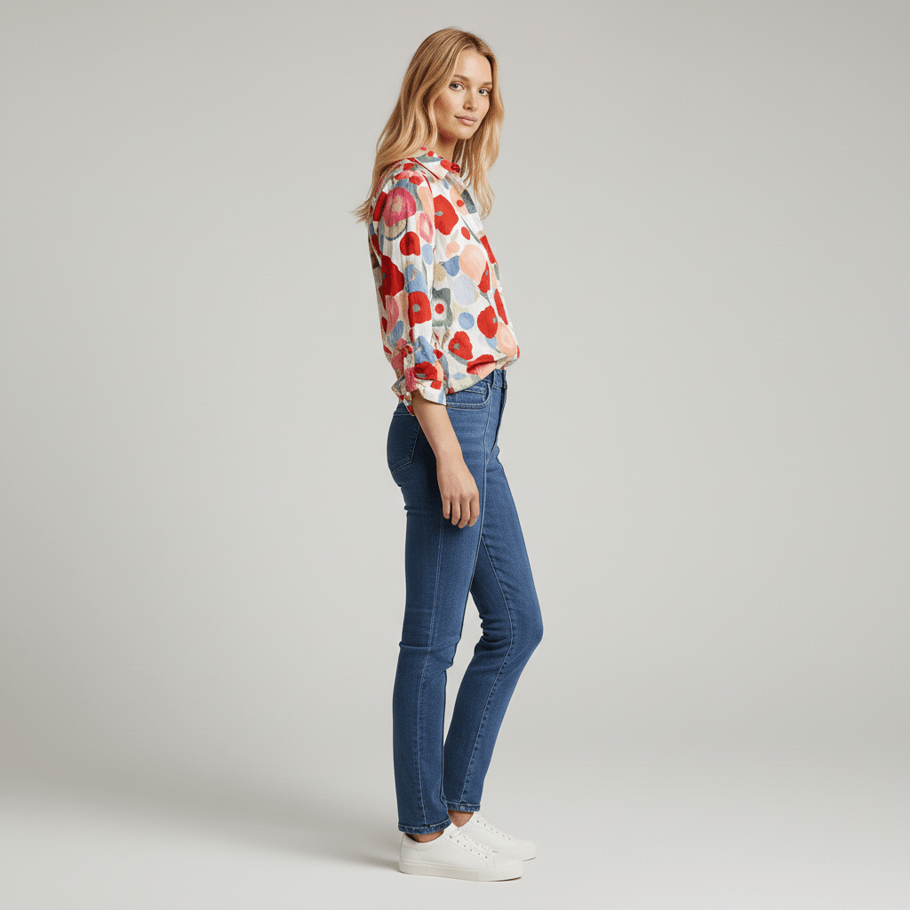 Chic Floral V-Neck Long Sleeve Women's Blouse