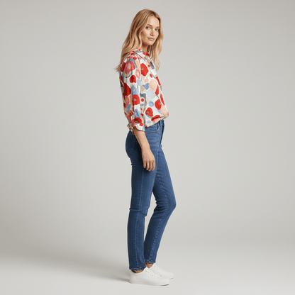 Chic Floral V-Neck Long Sleeve Women's Blouse