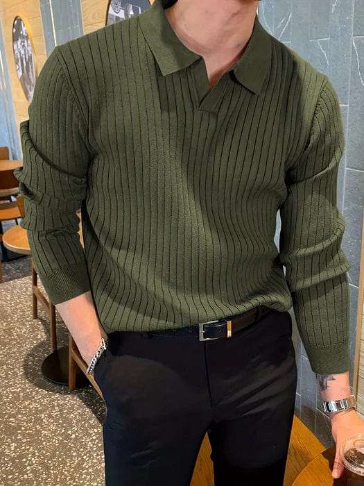 Classic Fit Textured Polo Neck Sweater