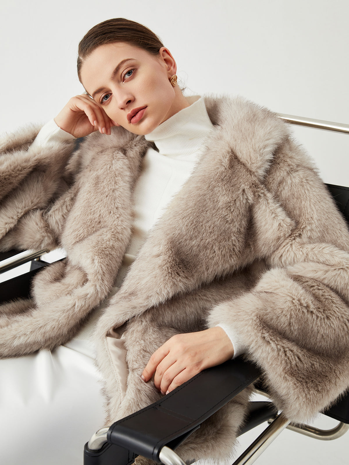 Plush Faux Fur Women's Long Parka Coat