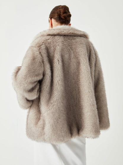 Plush Faux Fur Women's Long Parka Coat