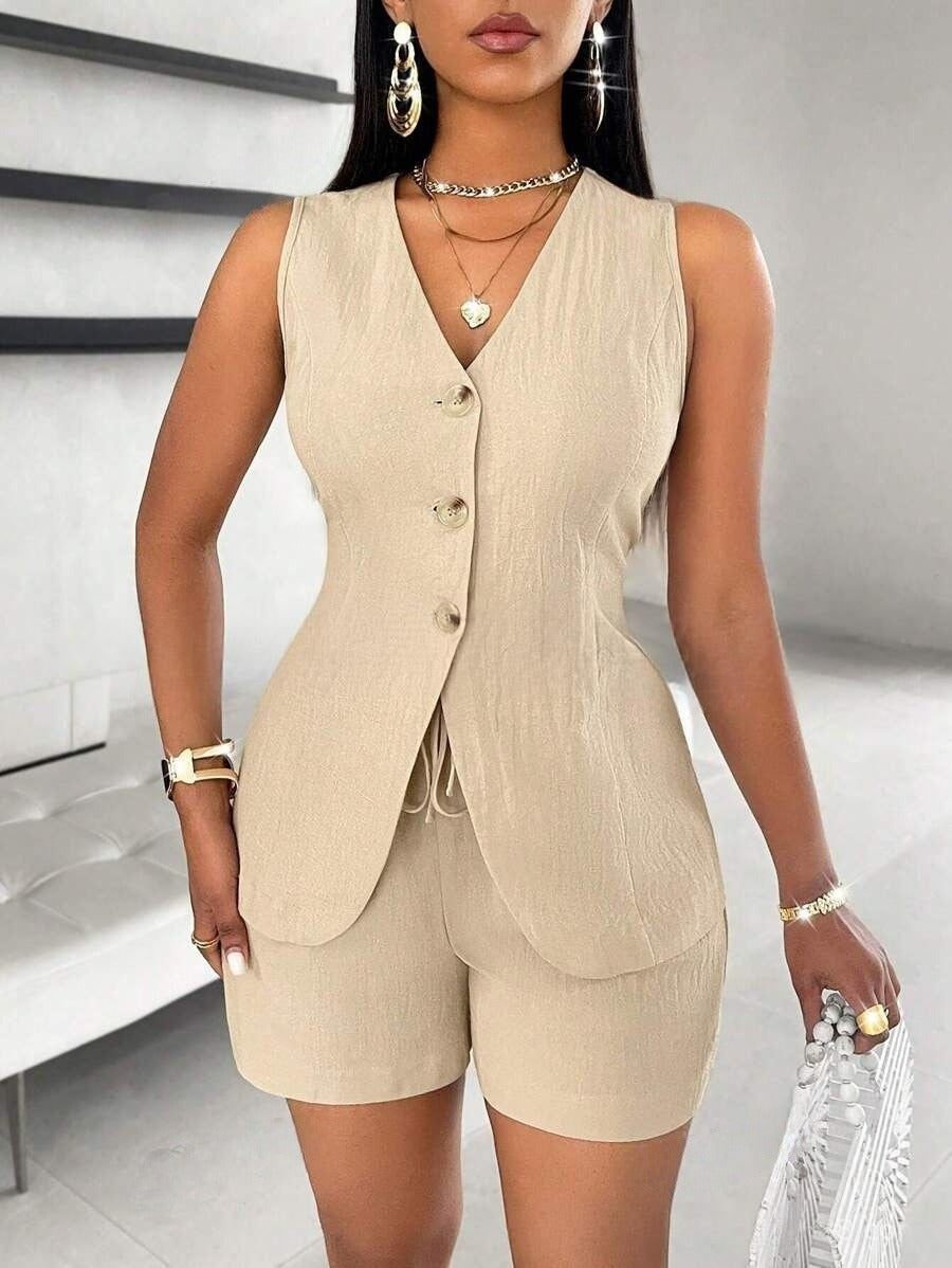 Trendy Summer Shorts and Vest Outfit Set