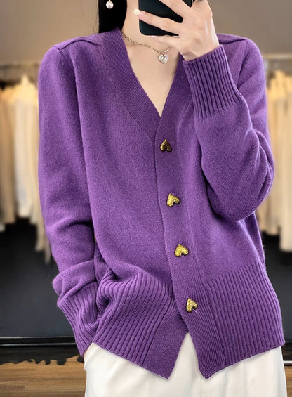 Delphine Cardigan | Cozy Knit Cardigan with Heart Buttons