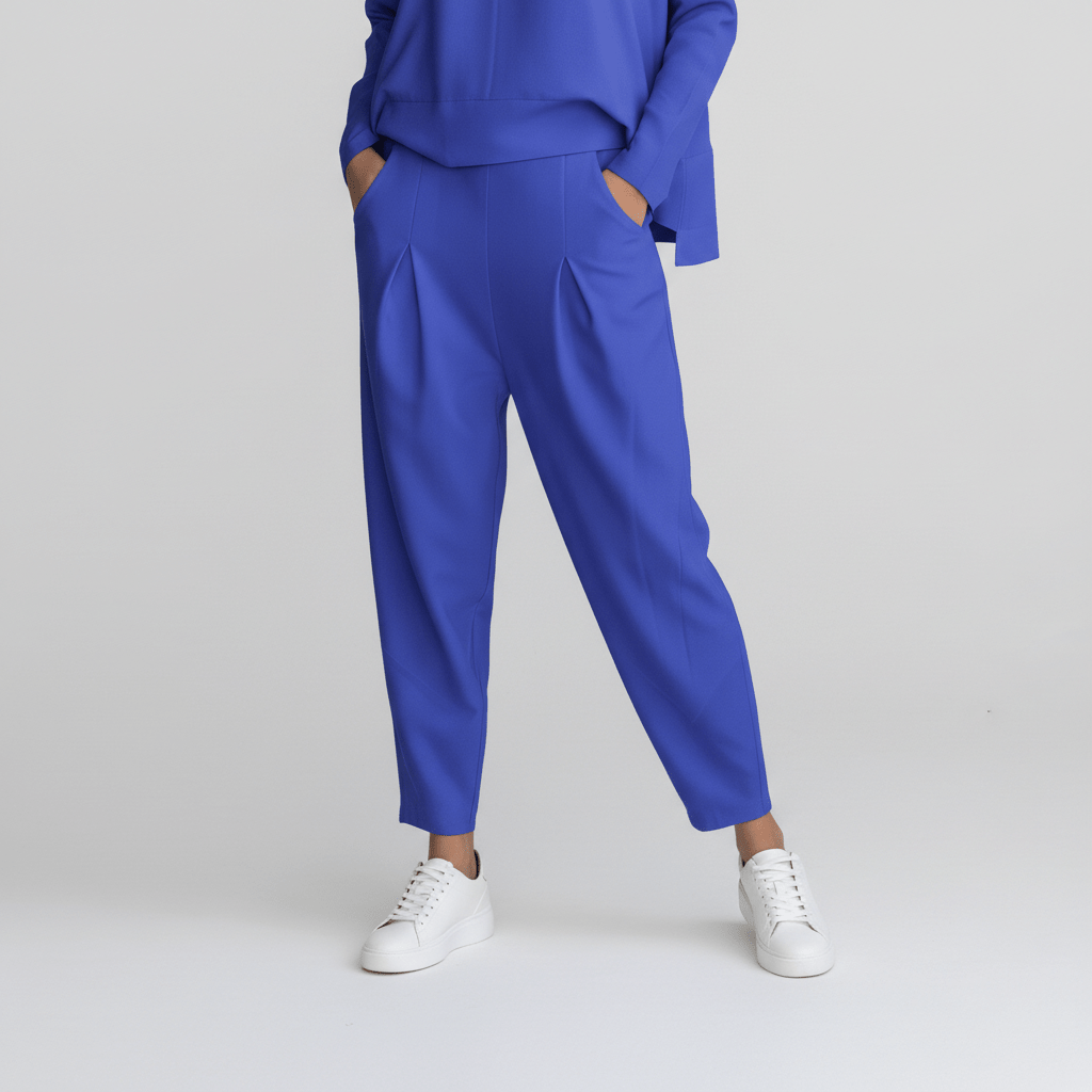 Casual 2 Piece Outfit Round Neck Top and Loose Pants