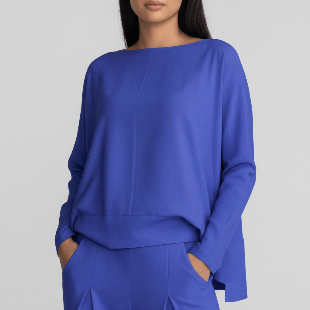 Casual 2 Piece Outfit Round Neck Top and Loose Pants