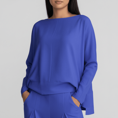 Casual 2 Piece Outfit Round Neck Top and Loose Pants