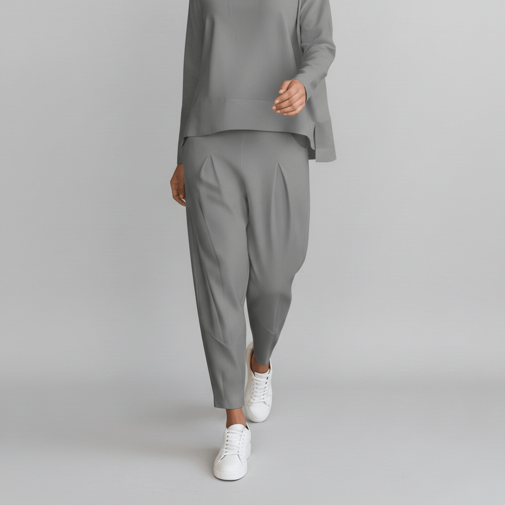 Casual 2 Piece Outfit Round Neck Top and Loose Pants