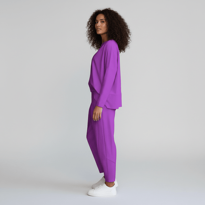 Casual 2 Piece Outfit Round Neck Top and Loose Pants