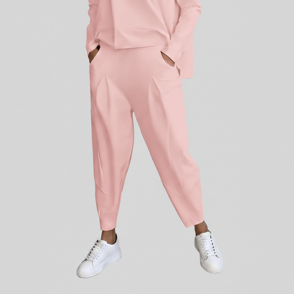 Casual 2 Piece Outfit Round Neck Top and Loose Pants