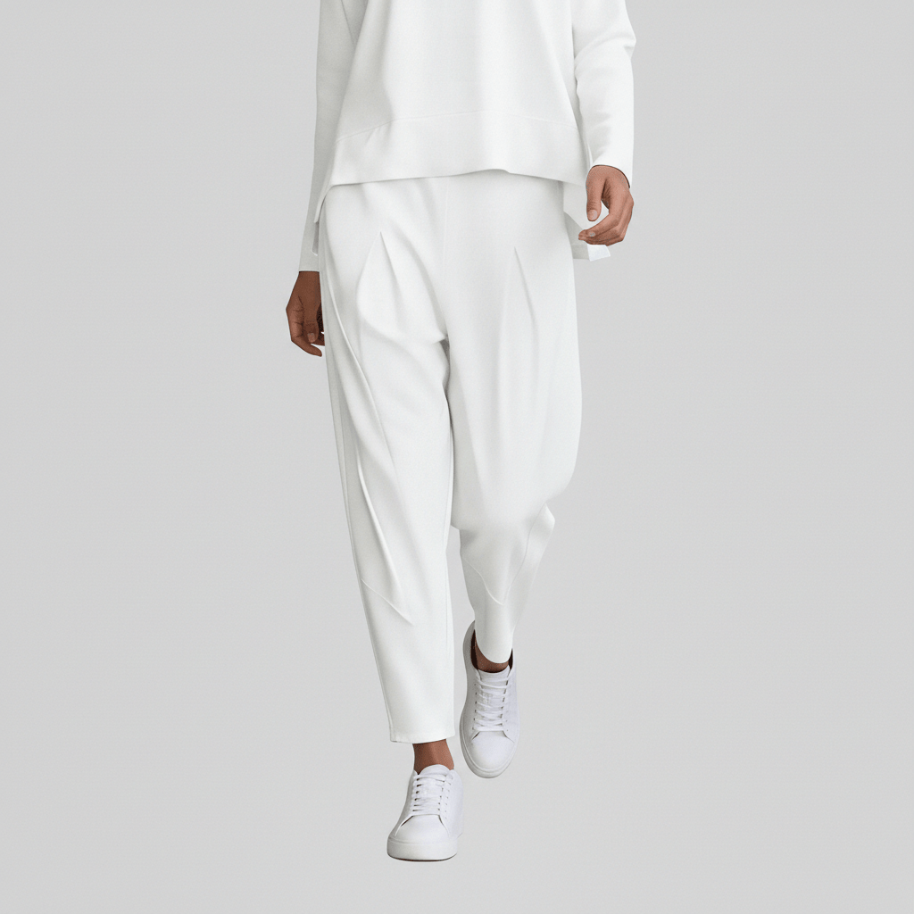 Casual 2 Piece Outfit Round Neck Top and Loose Pants