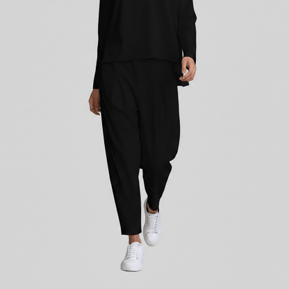 Casual 2 Piece Outfit Round Neck Top and Loose Pants
