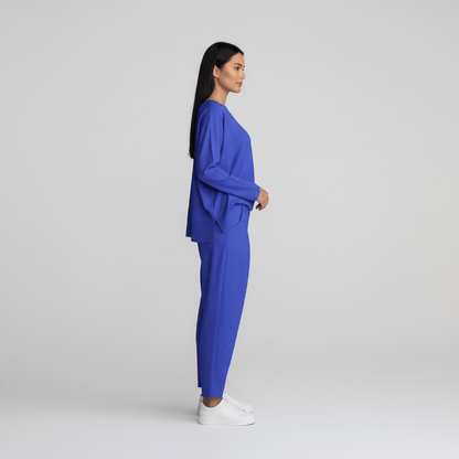 Casual 2 Piece Outfit Round Neck Top and Loose Pants