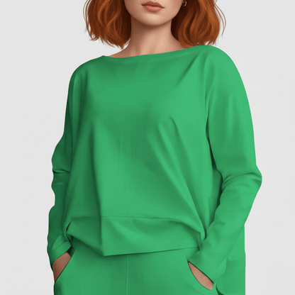 Casual 2 Piece Outfit Round Neck Top and Loose Pants