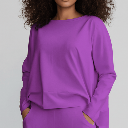 Casual 2 Piece Outfit Round Neck Top and Loose Pants