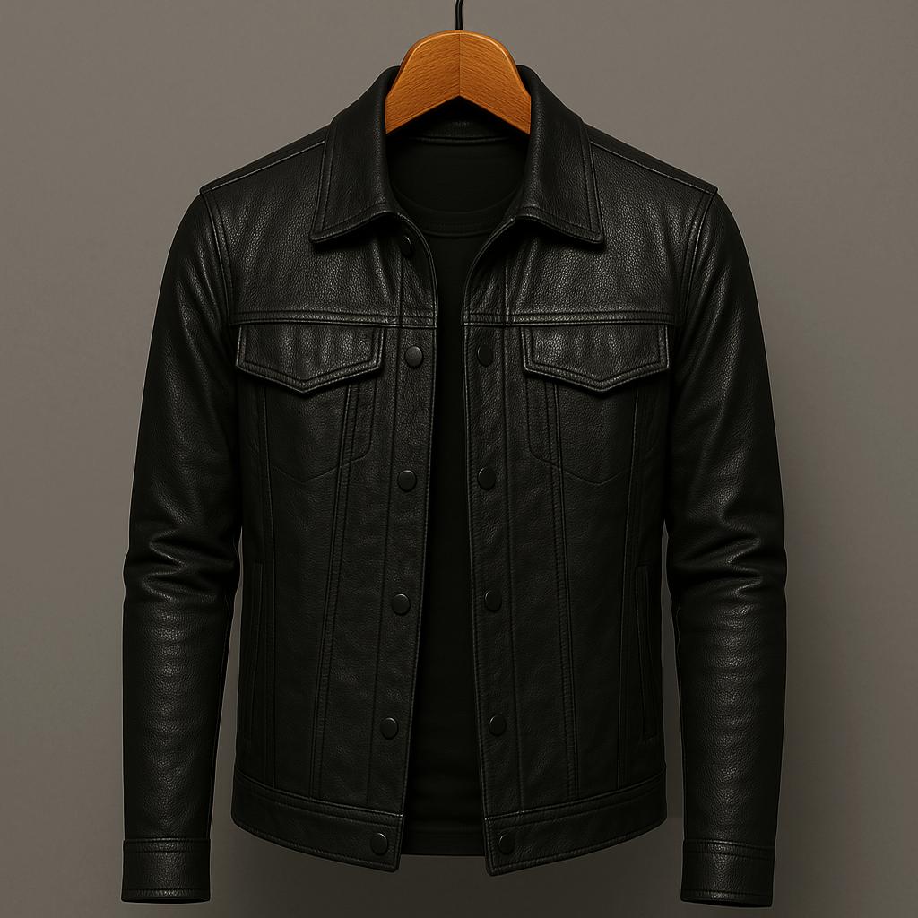 Men's Leather Rider Jacket - OutfitLondon