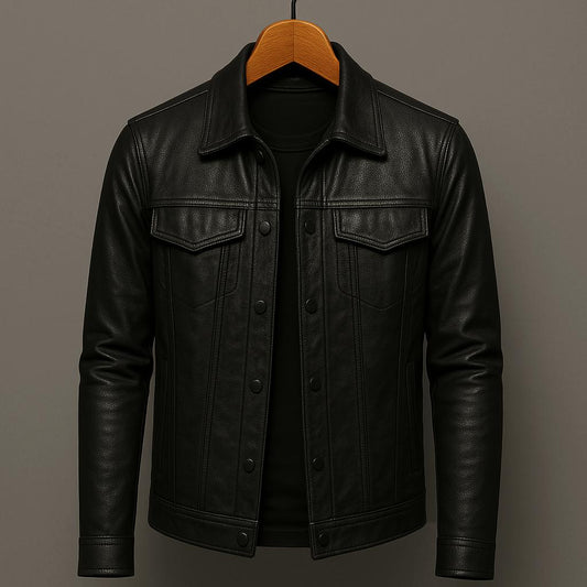 Men's Leather Rider Jacket - OutfitLondon