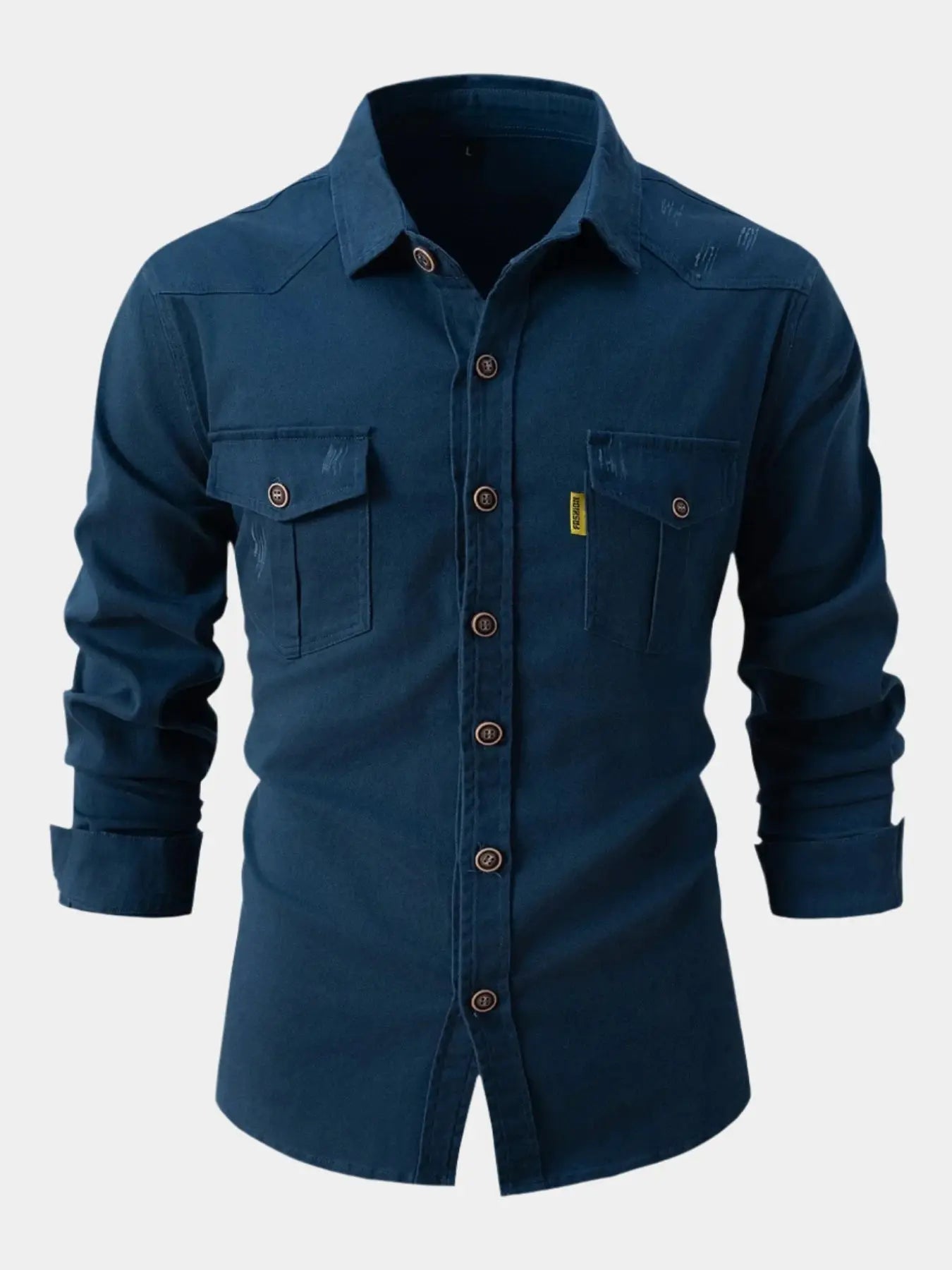 Casual Button Down Roll Sleeve Denim Shirt