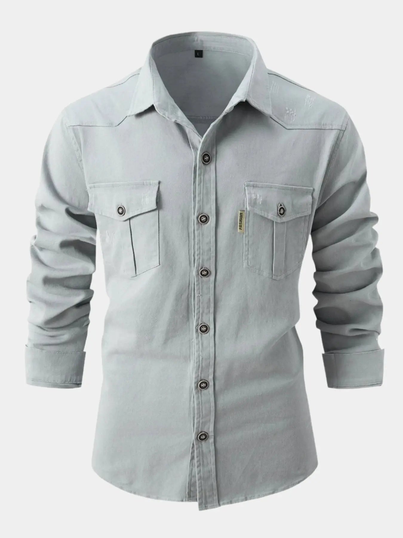 Casual Button Down Roll Sleeve Denim Shirt