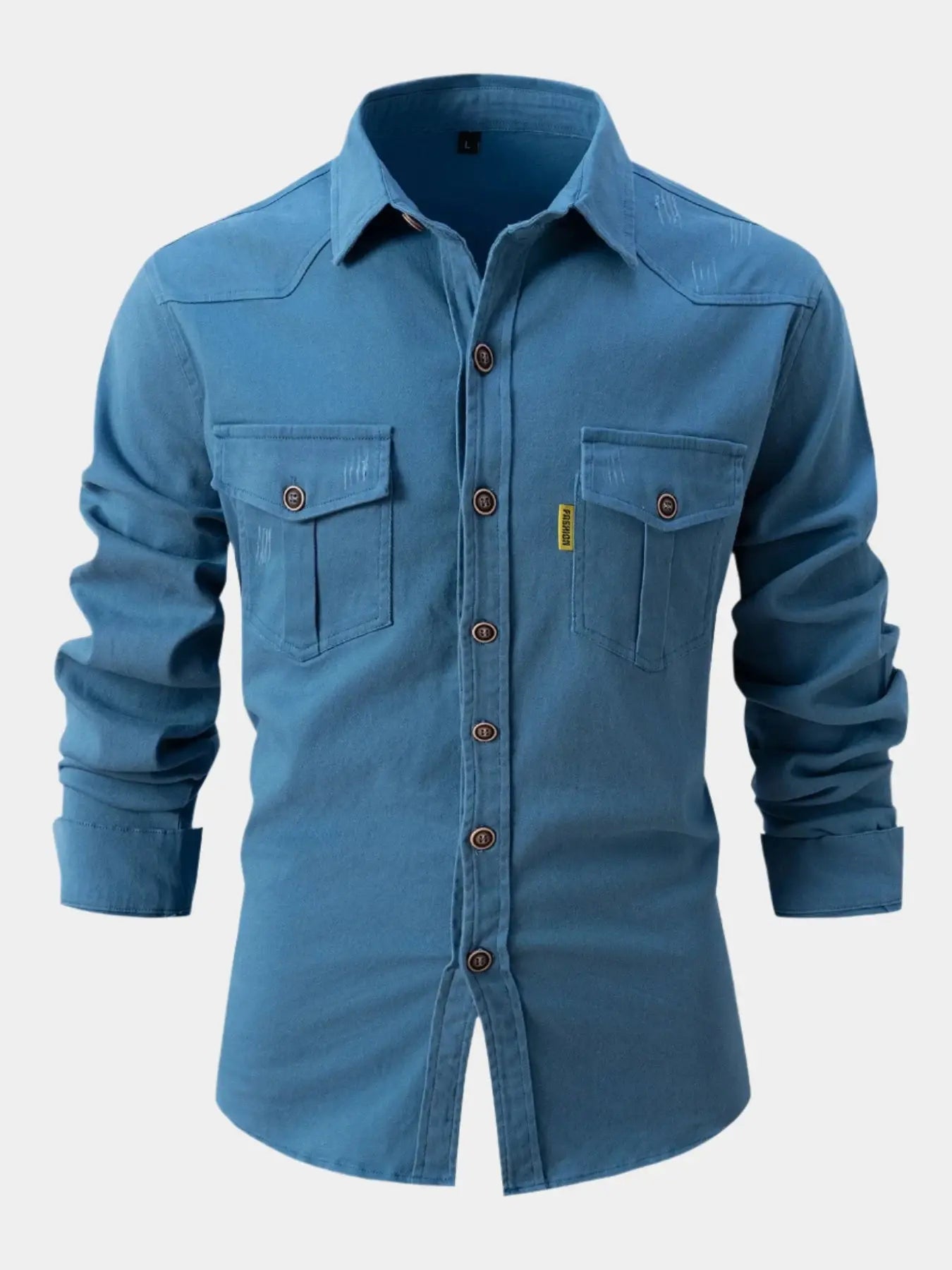 Casual Button Down Roll Sleeve Denim Shirt