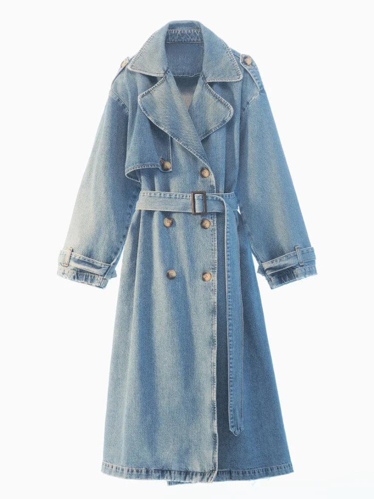 Timeless Blue Women's Trench Coat - OutfitLondon