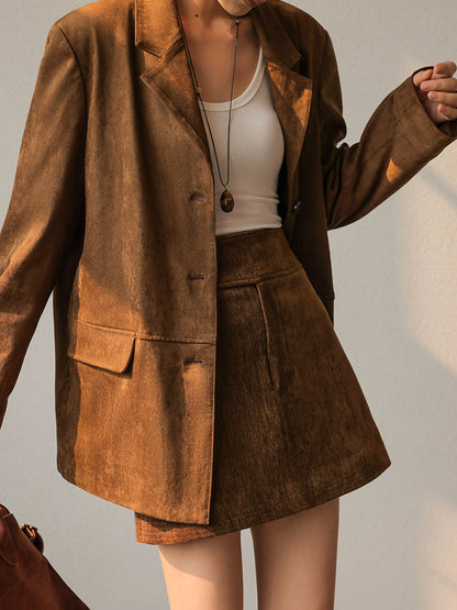Classic Vintage Suede Long Sleeve Women's Jacket