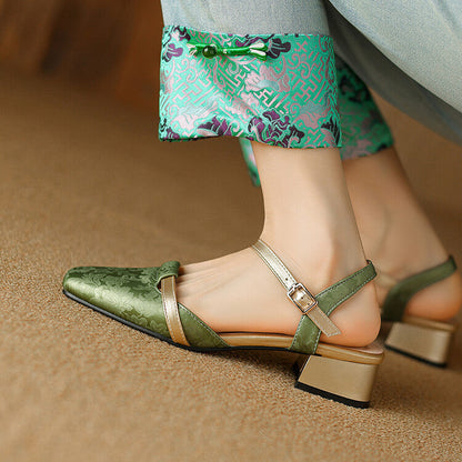 Classic Low Heel Sling Pumps