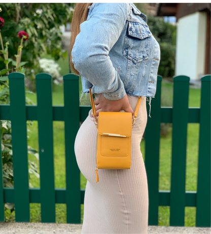 Luxury Leather Shoulder Handbag with Keychain