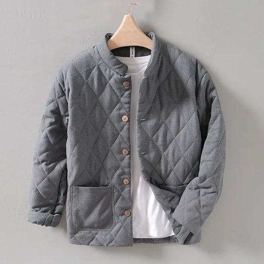 Stylish Quilted Mens Jacket with Diamond Stitching - OutfitLondon