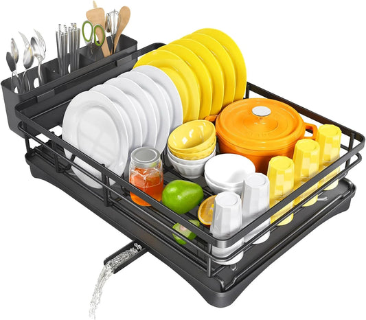 Compact Folding Dish Rack with Utensil Holder - OutfitLondon