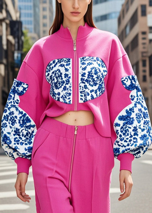 Women's Oversized Cotton Patchwork Jacket Rose - OutfitLondon