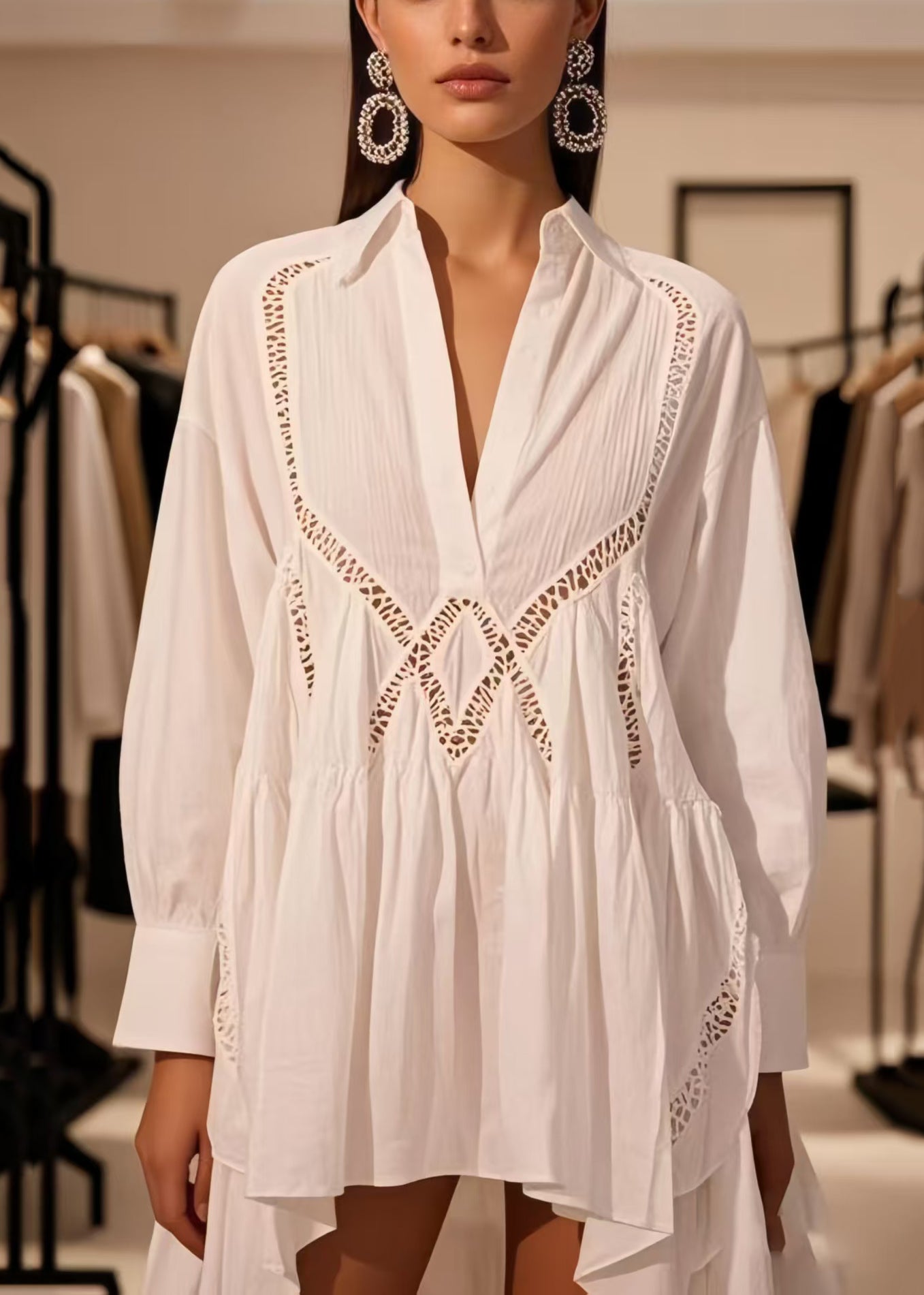 Women's White Cotton Day Dress Breathable Lightweight - OutfitLondon