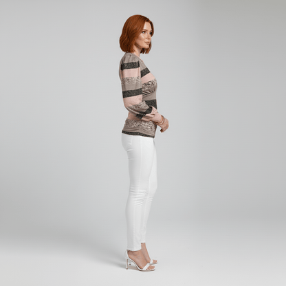 Elegant V-Neck Long Sleeve Women's Blouse with Gathered Waist