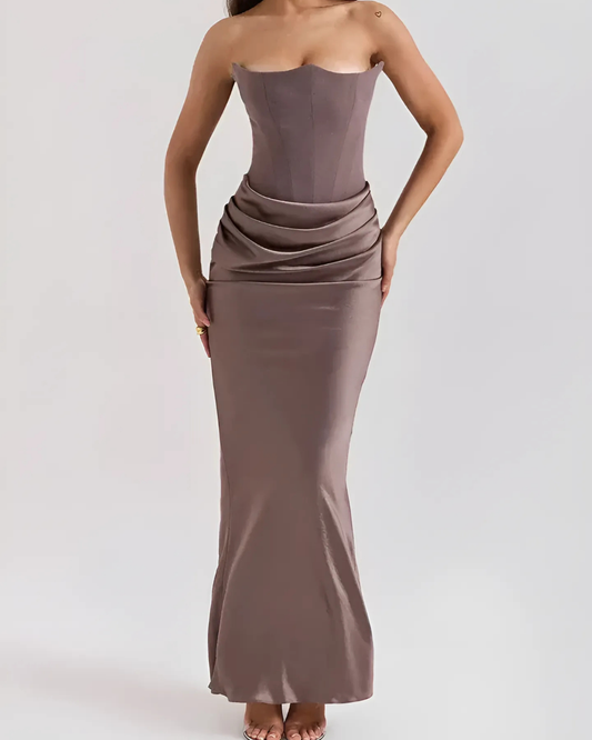 Women's Strapless Maxi Dress Elegant - OutfitLondon