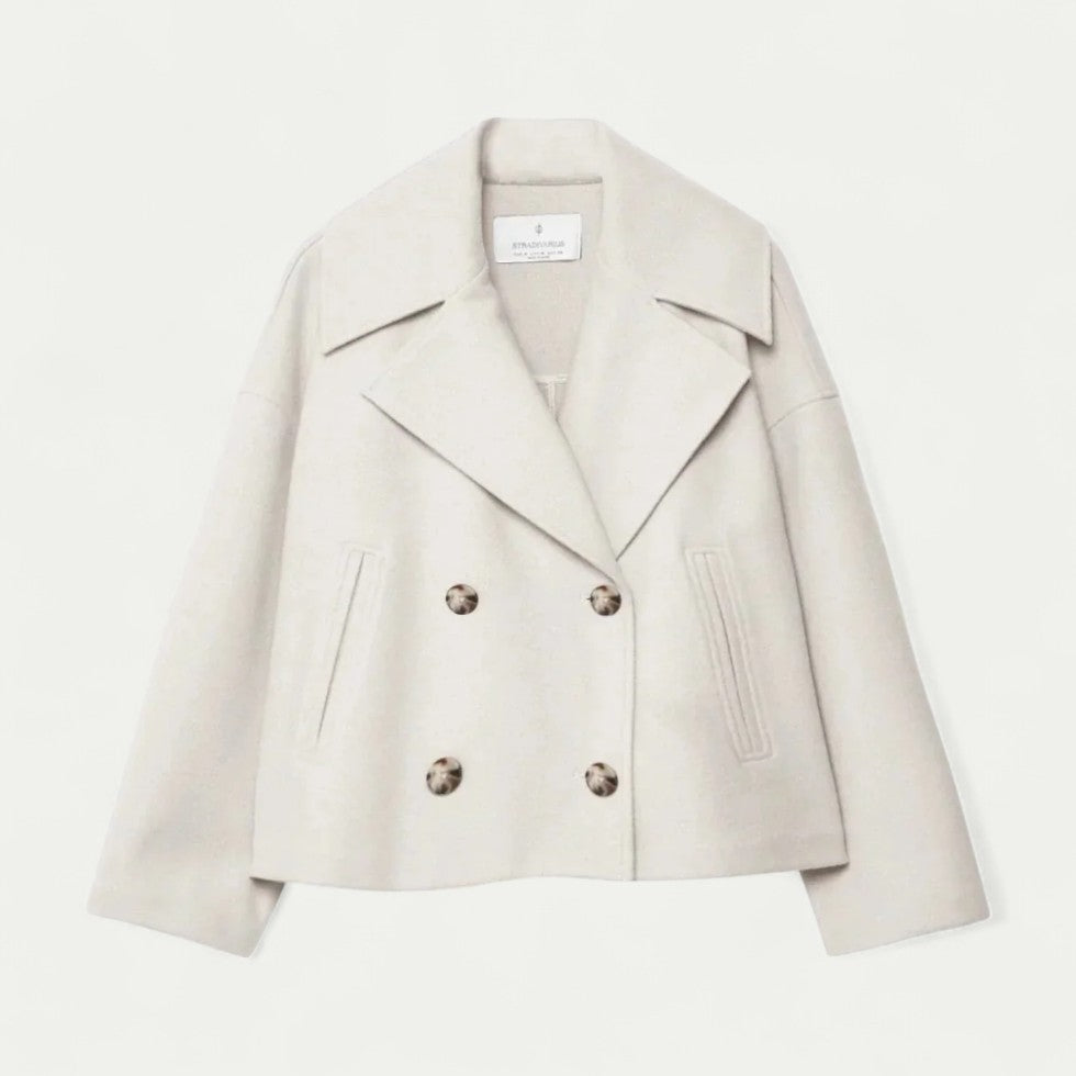 Ladies Short Double Button Wool Coat