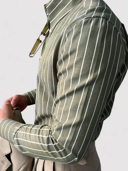 Slim Fit Striped Breathable Dress Shirt