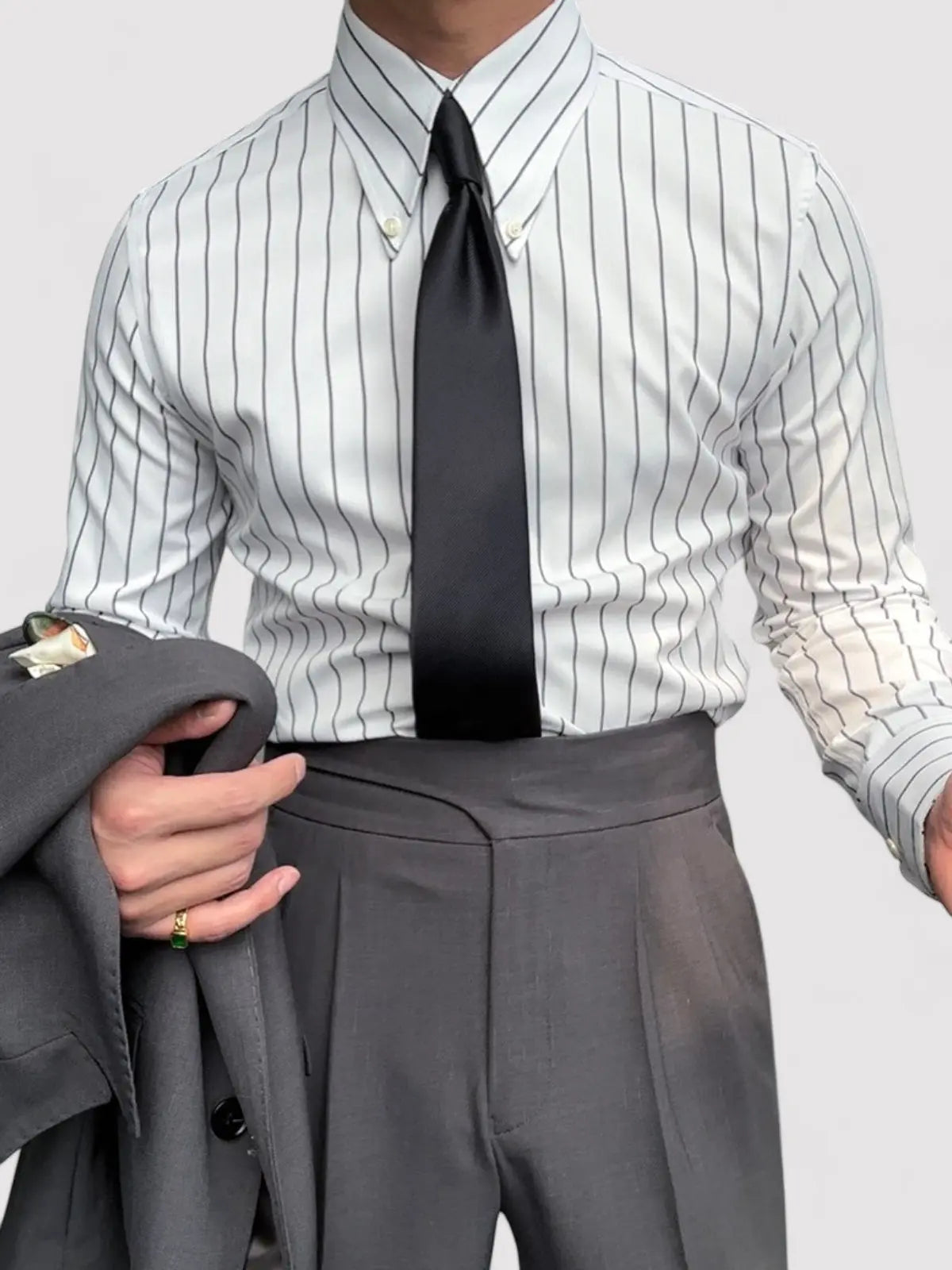 Slim Fit Striped Breathable Dress Shirt