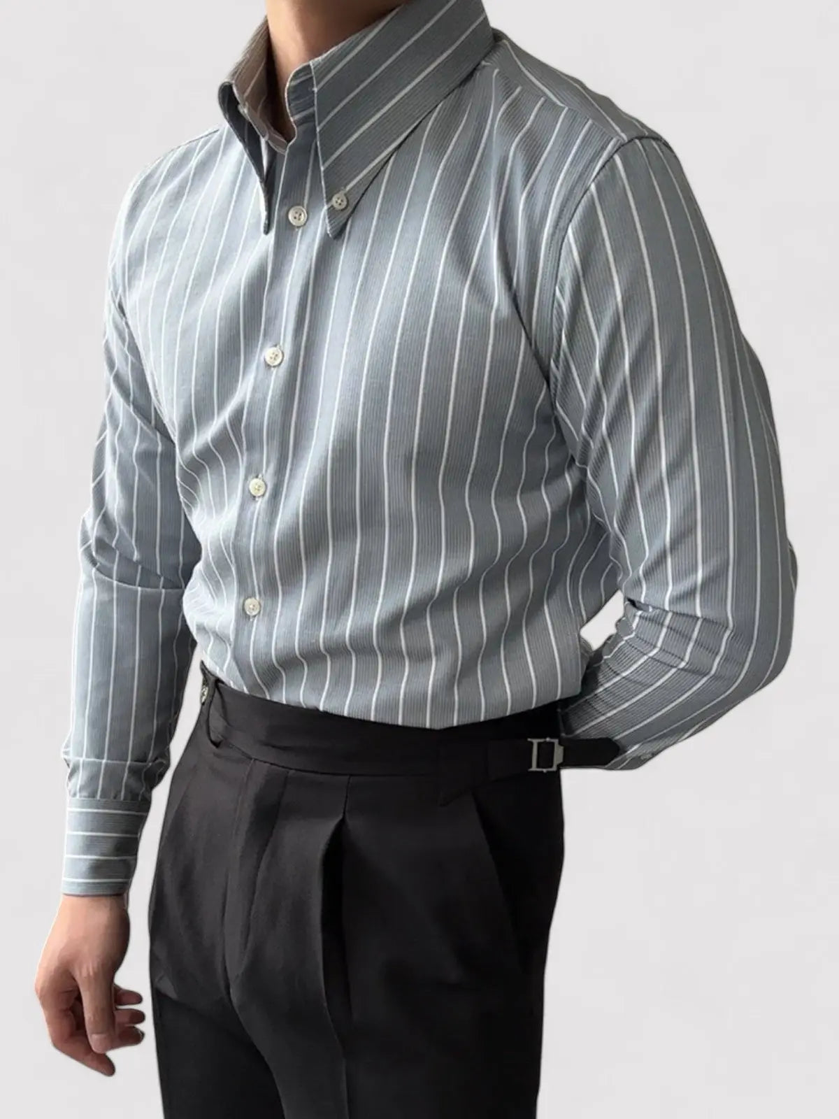 Slim Fit Striped Breathable Dress Shirt