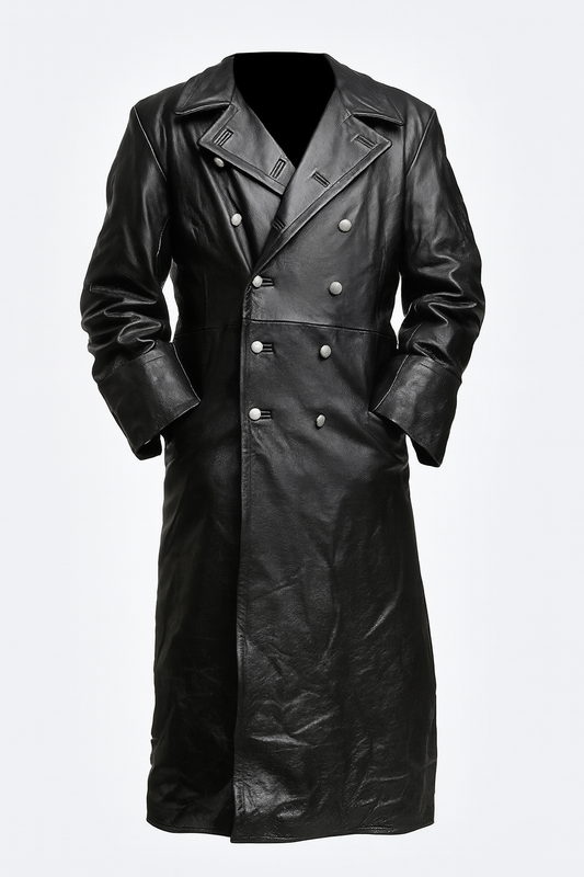 Classic Men's Leather Trench Coat - OutfitLondon