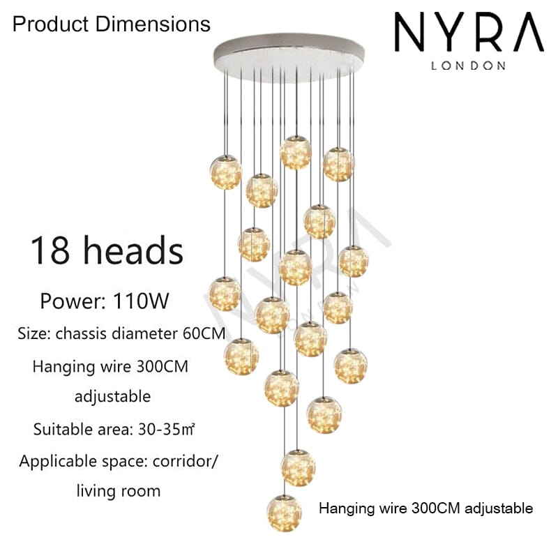 Luxury Round Crystal Stair Light Fixture