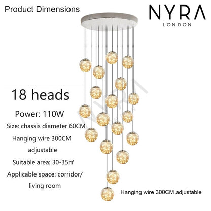 Luxury Round Crystal Stair Light Fixture