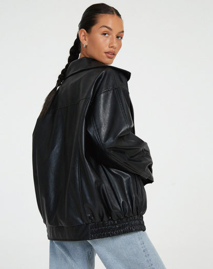 Classic Large Leather Jacket Everyday Wear