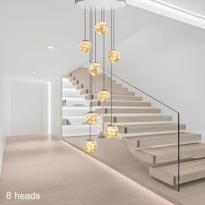 Luxury Round Crystal Stair Light Fixture