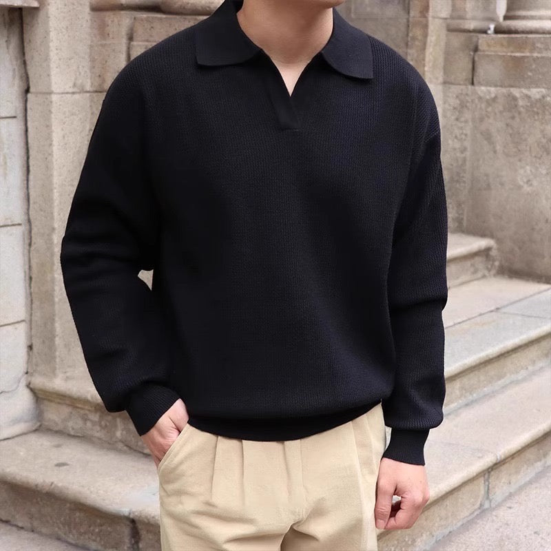 Men's Soft Relaxed Fit Polo Sweater