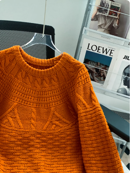 Traditional Round Neck Warm Knit Sweater