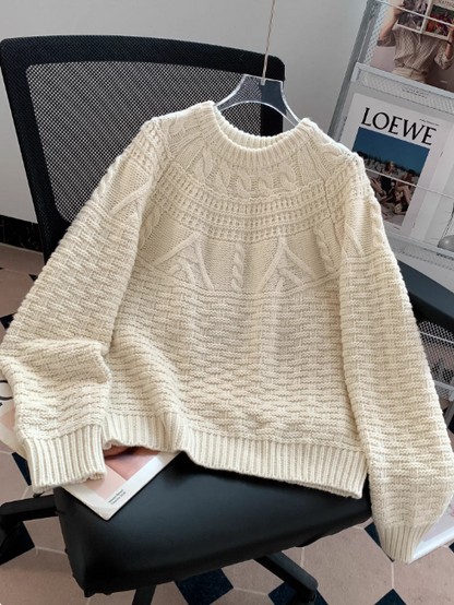 Traditional Round Neck Warm Knit Sweater